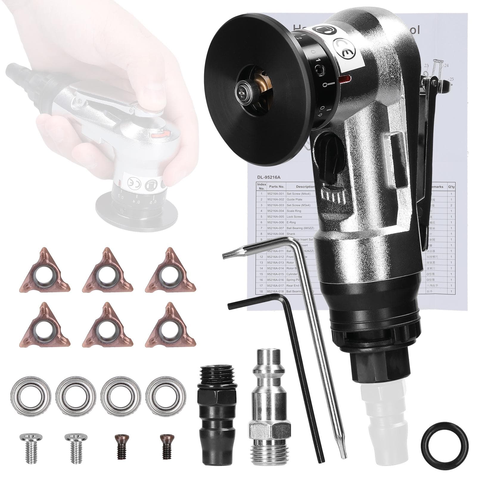 Pneumatic Chamfering Machine Carpenter Chamfering Tool Portable Handheld Grinder Metal Wood Acrylic silver
