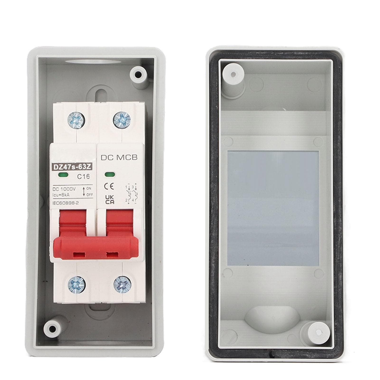 DC Circuit Breaker IP65 Waterproof DC Disconnect Switch for Solar PV System 2P 1000V 16A
