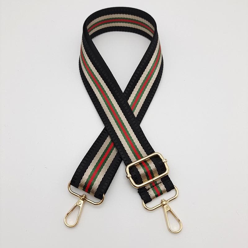 Adjustable Striped Canvas Crossbody Strap for Women's Bags