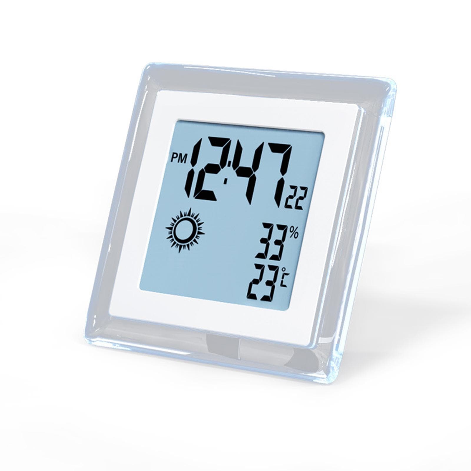 Multi-function electronic alarm clock human body sensor weather forecast temperature and humidity white