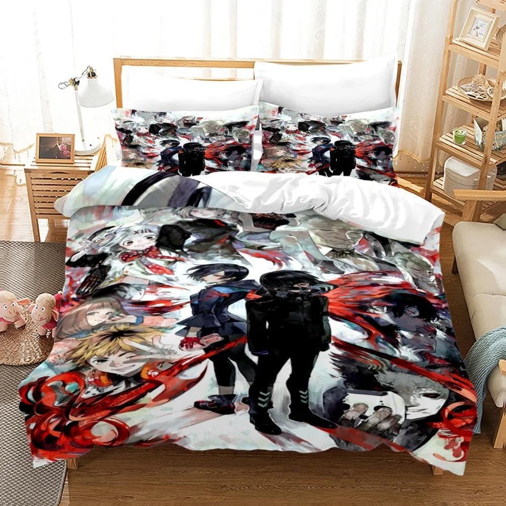 Tokyo Ghoul Bedding Set Single Twin Full Queen King Size Hip Hop Anime Bed Set Teenager Bedroom Duvetcover Sets 3D Print 02 70x133cm 2pcs