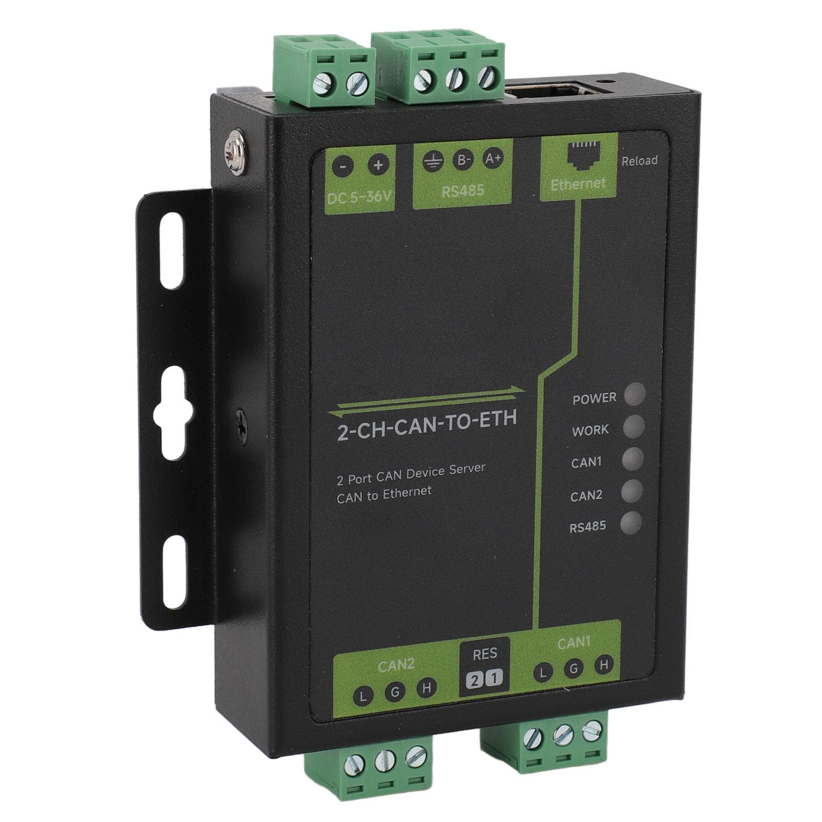 2 Port CAN to Ethernet Server Professional Industrial Grade 2 CH CAN RS485 Ethernet Double Socket
