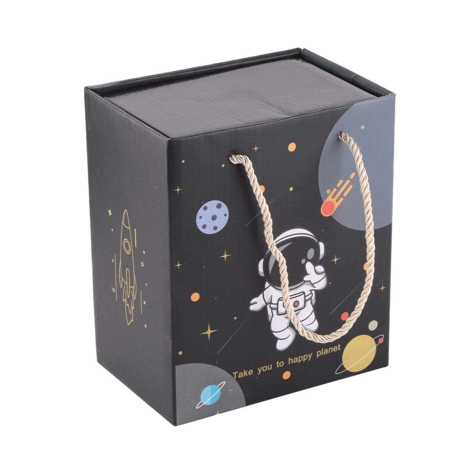 400ml Cute Novelty Astronaut Mug Ergonomic Handle Ceramic Cup With Lid Spoon For Coffee Tea Milk light blue