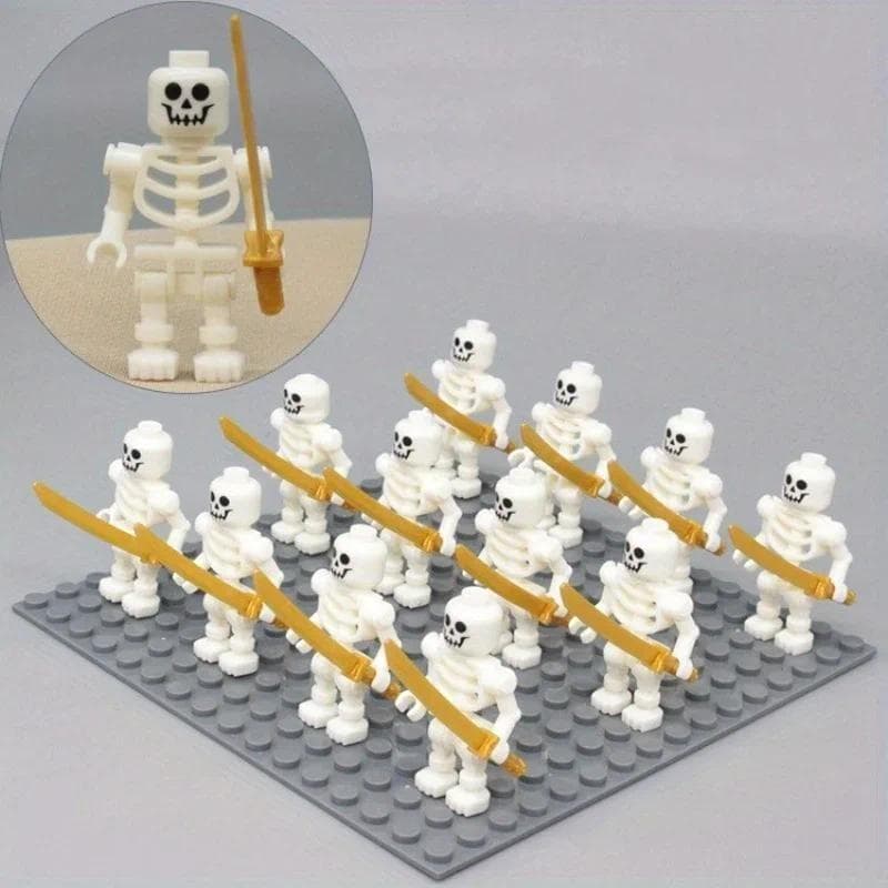 5pcs Skeleton Soldiers Building Blocks Halloween Mini Figures Blocks Ninja Bone People Army Skeleton Corps Creative Toy for Kids