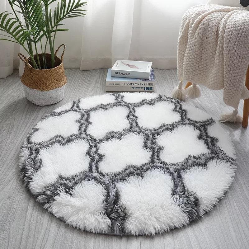 Silk Hair Carpet I Living Room Dirty Resistant Easy Care Coffee Table Mat Home Bedroom Round Non-Slip Rugs 80 * 80cm