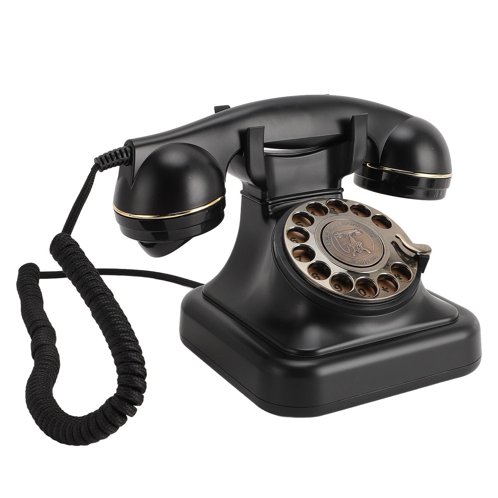 Retro Landline Phone Old Fashioned Classic Rotary Dial Redial Function Mechanical Ringtone Corded