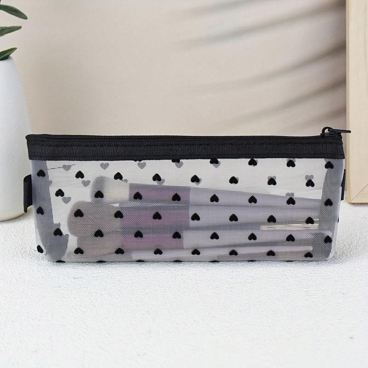 1 Piece Transparent Mesh Makeup Bag, Travel Portable Makeup Brush Organizer, Women'S Lipstick Storage Tool