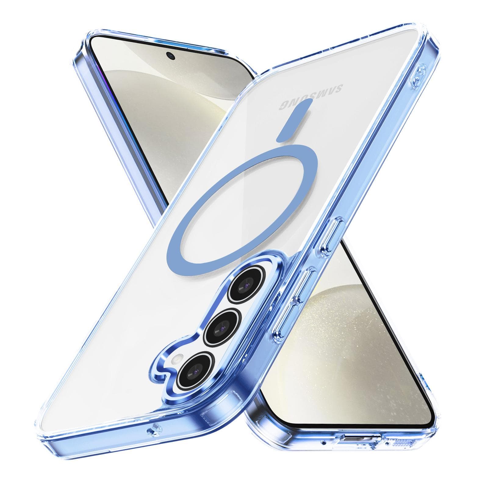 Luxury Desert Gold Clear Case for Samsung S22 S23 S24 S25 Plus Ultra A15 A16 A35 A55 Acrylic Transparent TPU Phone Cover Samsung A35 blue