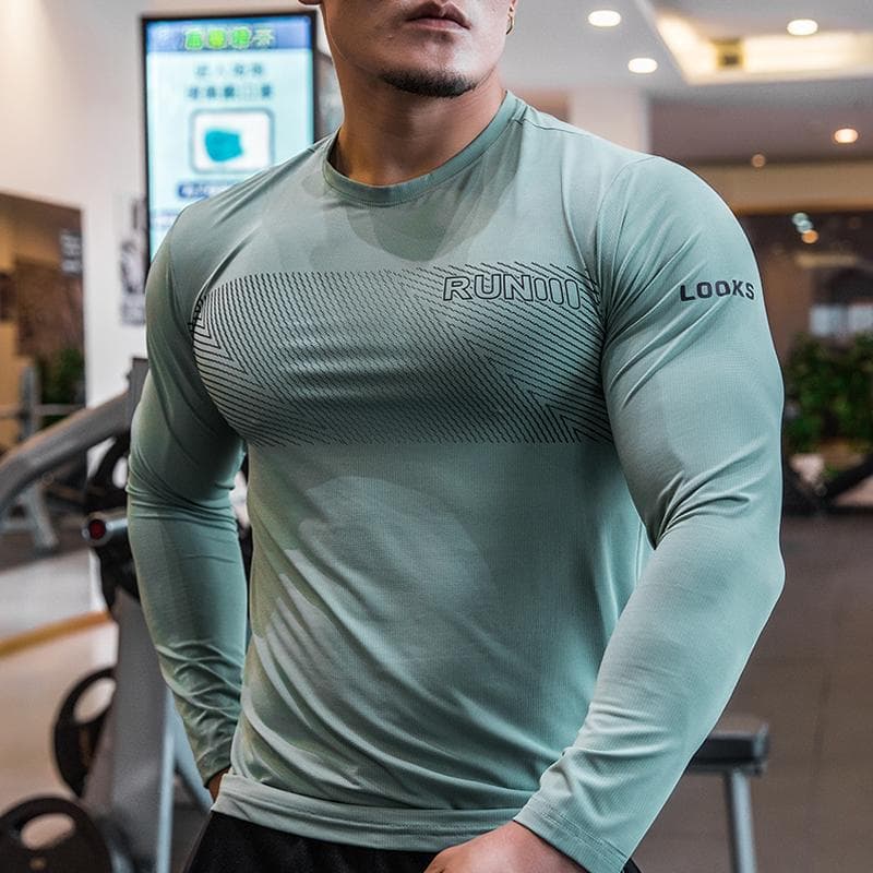Men Half Zipper High Neck Sport Long Sleeve Compression Quick Dry T Shirt Fitness Running Shirts Workout Tops M olive green black