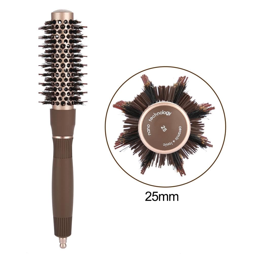 High quality Anion Anti static Round Hair Comb Salon Styling Brush Coffee(53mm)