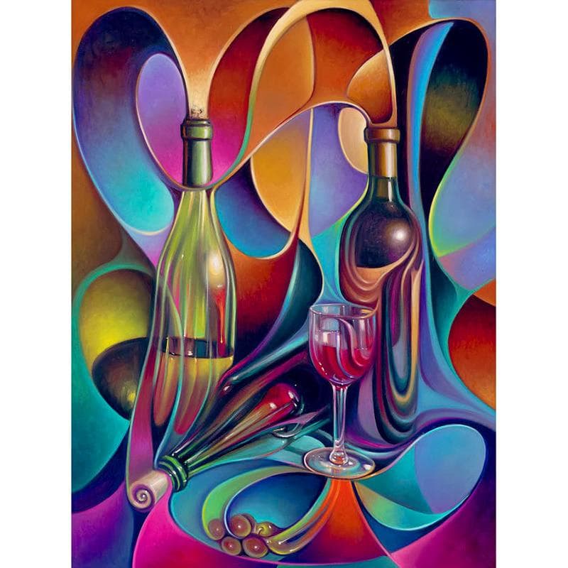 Diamond Painting Cross Stitch Kit Abstract Wine Bottle Picture for Diamond Embroidery 20X30CM