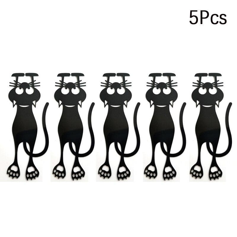 2/5Pcs Kawaii Black Cat Bookmarks for Books 3D Stereo Animal Book Mark for Student Teacher's Gifts Stationery 5Pcs