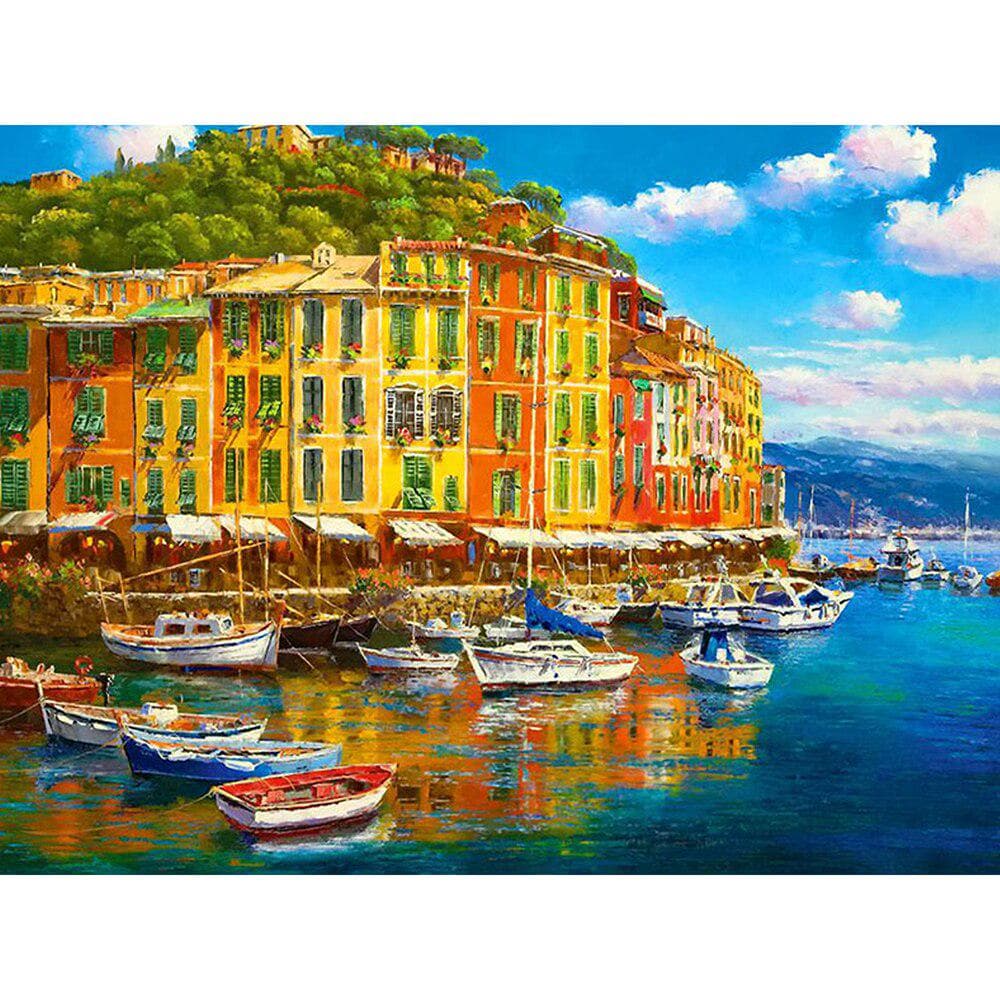 DIY 5D Full Diamond Painting Cross Stitch seaboat and island city decor Diamond Embroidery 20X30CM