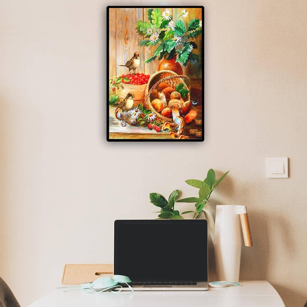 Diamond Painting Cross Stitch Mushroom Diamond Embroidery Full Set Round Rhinestones Diamond Picture 20X30CM