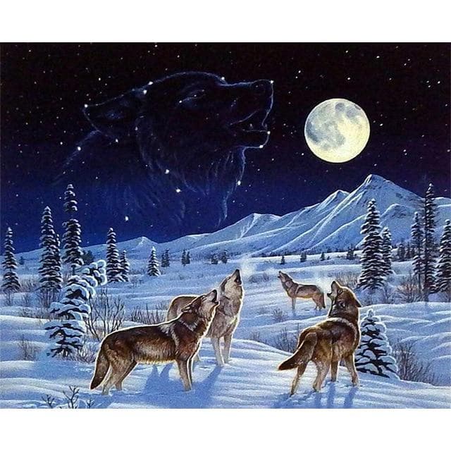 DIY 5D Diamond Painting Wolf Animal Mosaic Kit Cross Stitch Diamond Embroidery Full Drill Round 50X70CM dark green