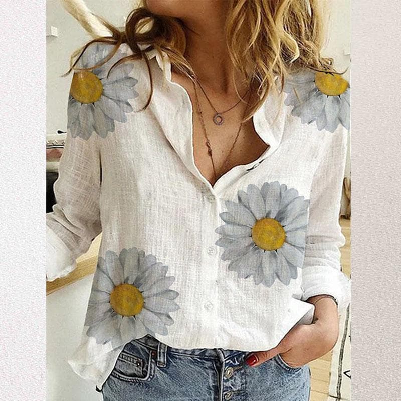 Women's T-Shirt Tops Polka Dot Print Casual Long-sleeved Linen Shirts for Women Blouse XL