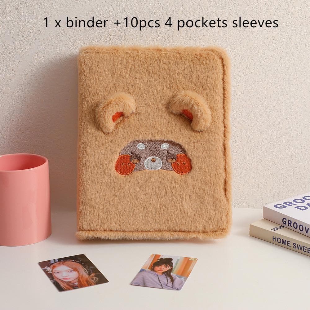 Kawaii Fluffy Cat Bear A5 Photocard Binder Collect Book Shell Photo Card Holder Photocard Album Stationery brown