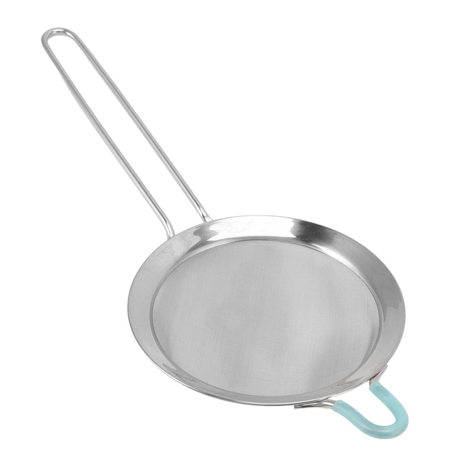 60 Mesh Fine Strainer Stainless Steel Handheld Flour Colander with Long Handle for Kitchen 14cm/5.5in