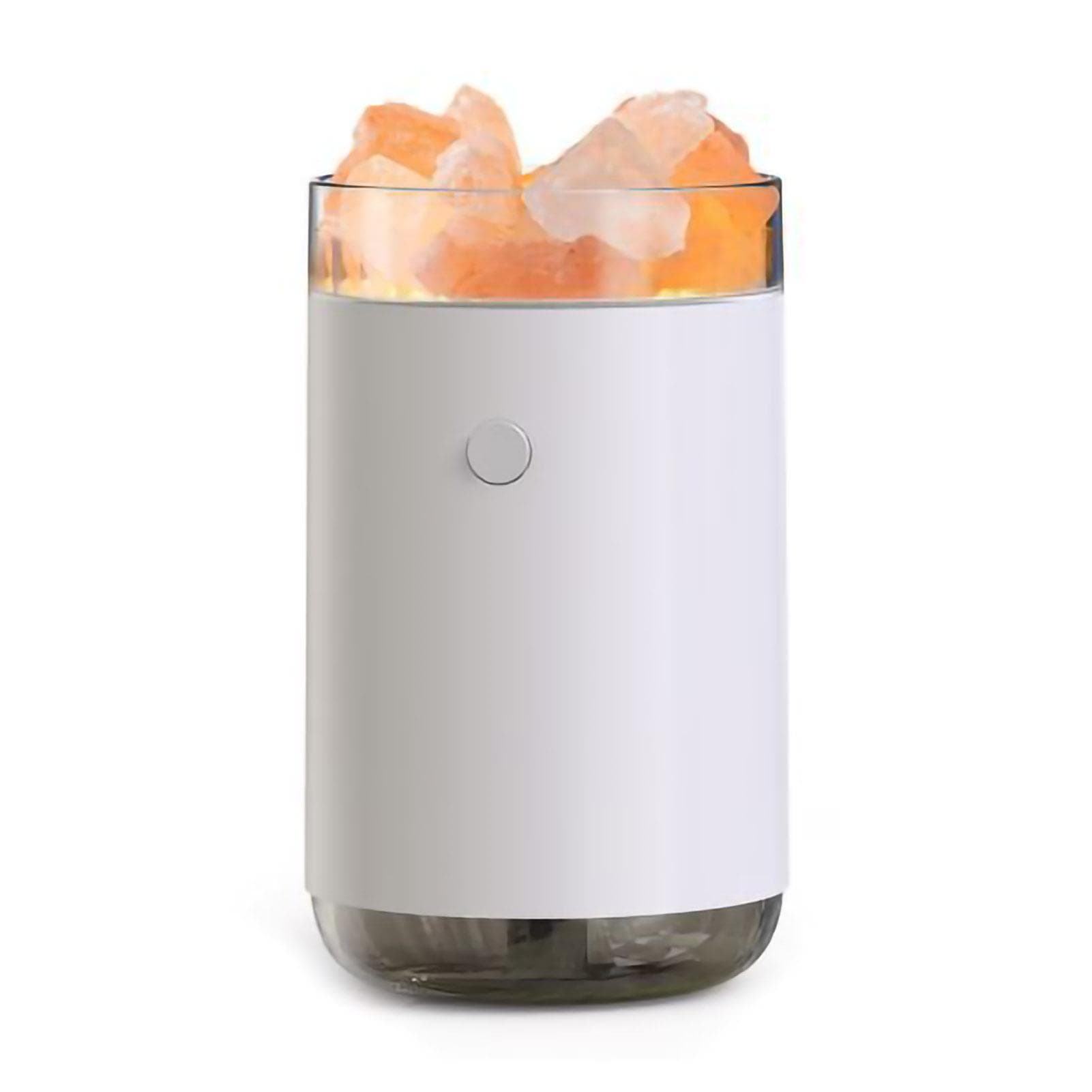 Crystal Salt Stone Humidifier Colorful Light 260mL Mist Humidifier Portable Quiet USB Essential Oil white