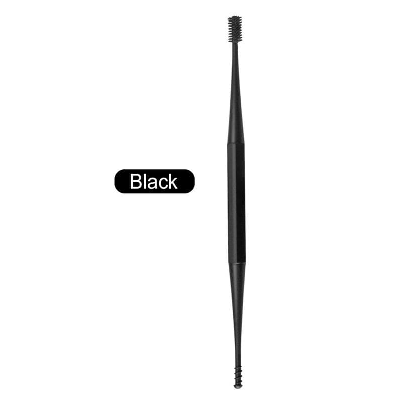 Ear Cleaner Soft Silicone Ear Pick Double-ended Earpick Ear Wax Spoon Spiral Ear Clean Tool Spiral Design Curette Remover black