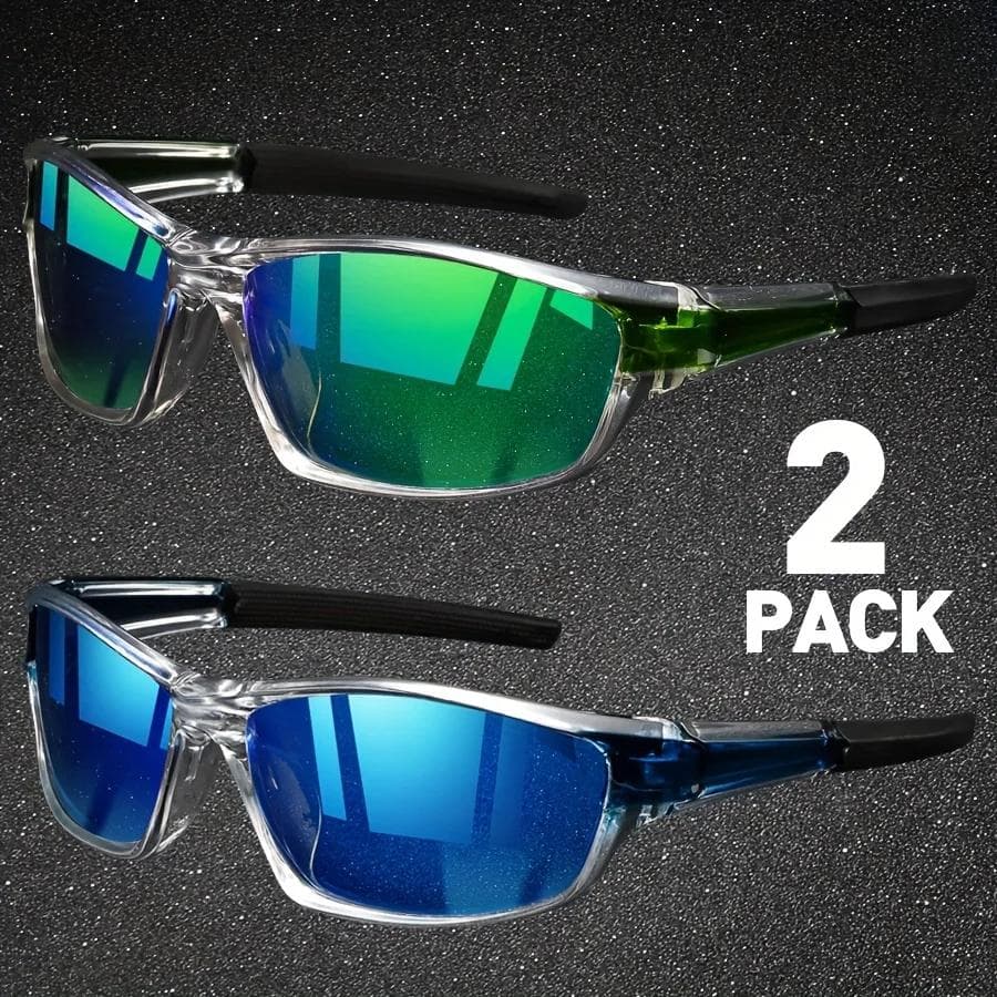 1/2pcs Men Sports Sunglasses Lightweight Night Vision Cycling Driving Fishing Fashion Mirror Shades