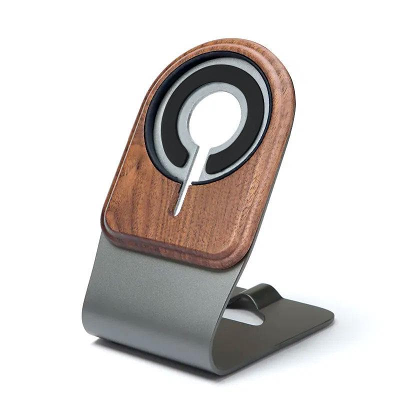 Apple iPhone 15 Magsafe Wooden Wireless Charging Phone Stand Aluminum Alloy Desktop Phone Stand