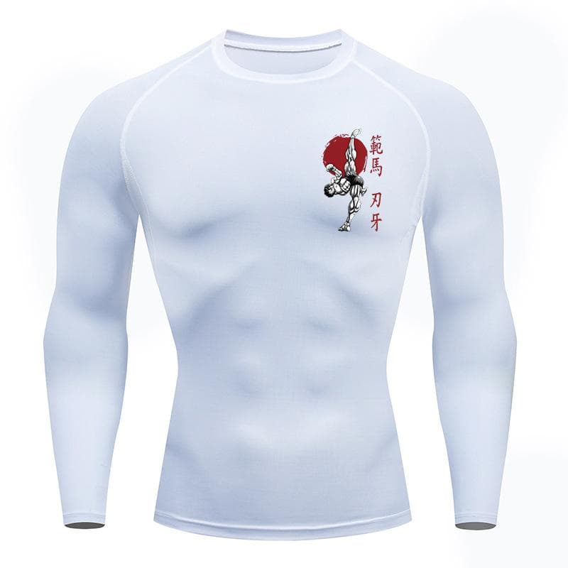 Baki Print Compression Shirts for Men Athletic Quick Dry Tshirts Tees Tops Gym Workout Fitness Undershirts Baselayers Rash Guard XXL