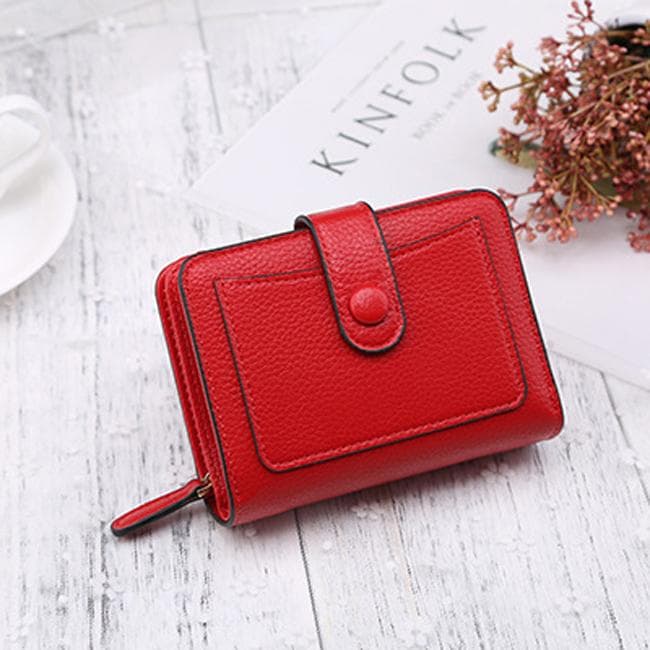 Women Wallets Cartera Small wallet Coin Purse Short zipper Hasp Wallet Fashion Female Leather Money Bag red