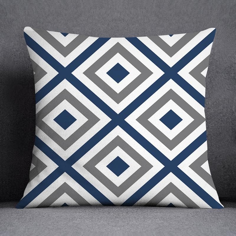 Blue Gray Geometric Pattern Decorative Pillowcase Cushion Cover Pillowcase Sofa Home Decor 45X45CM