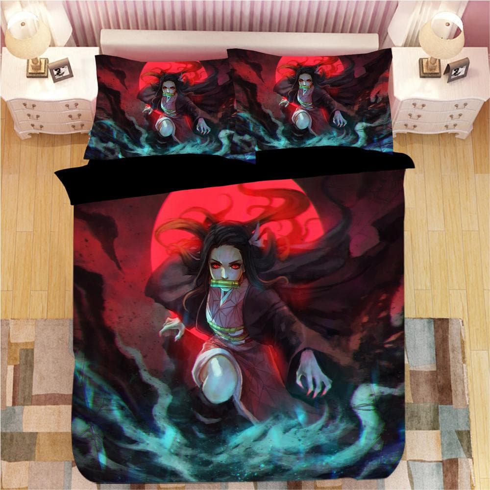 Demon Slayer Bedding Sets Cartoon Comforter Bed Linen Boys Kids Single Double Size Soft Bedclothes Home Decor Anime Duvet Covers Au Single 140x210cm