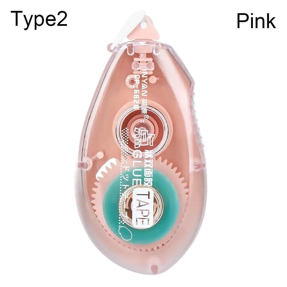 Crafts Adhesive Creative Scrapbooking Decor Glue Tape Dispenser Dots Stick Roller Office Supplies Double Sided Adhesive pink