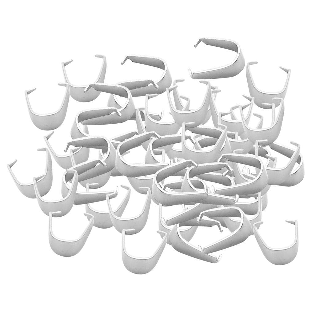200 Pieces Stainless Steel Pendant Pinch Bails Connector Findings 4x9mm 5x10mm silver
