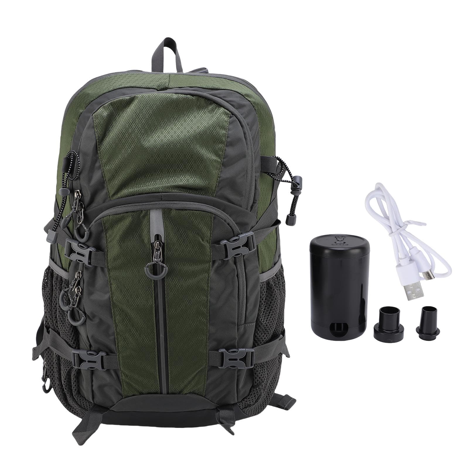 Vacuum Seal Compression Backpack 43L Large Capacity Water Proof Backpack with Reflective Strip green