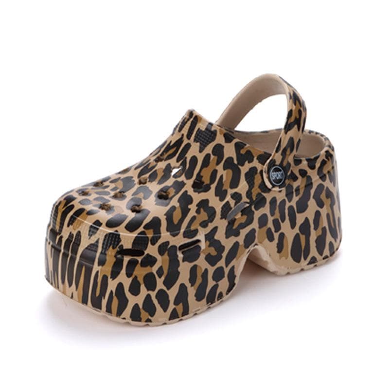 High Heels Platform Slippers Mules Women Shoes Summer Beach Chunky Sandals Designer Casual Flip Flops Pumps Femme Slides 39-40 leopard