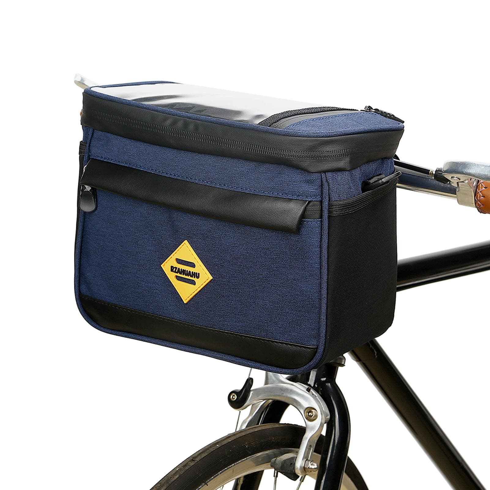 Cycling Insulated Bike Cooler Bag Water Resistant Bike Handlebar Bag Bike Basket Front Bag Pannier dark blue