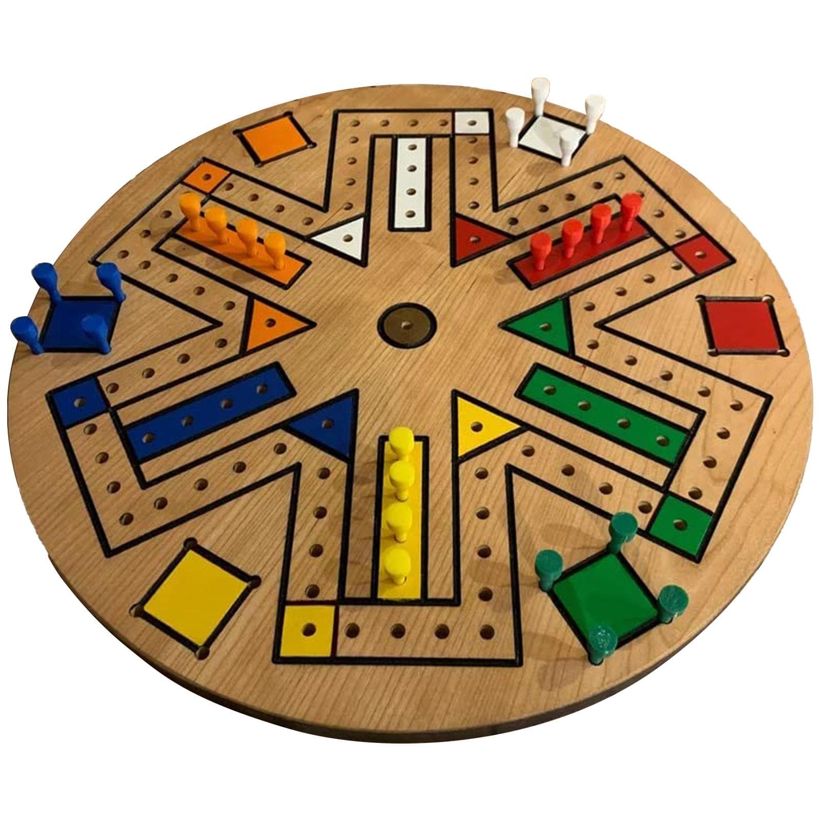 Fast Track Game Wood 35.5cm Diameter Family Board Game Brown
