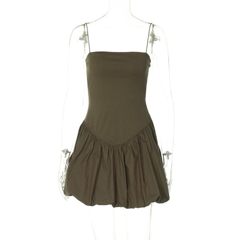 Europe and The United States Ins Wind, Women's Clothing, 2025 Summer New, Sexy Bustier, One Neck Waist, Thin Halter Dress, Vacation Dresses L army green