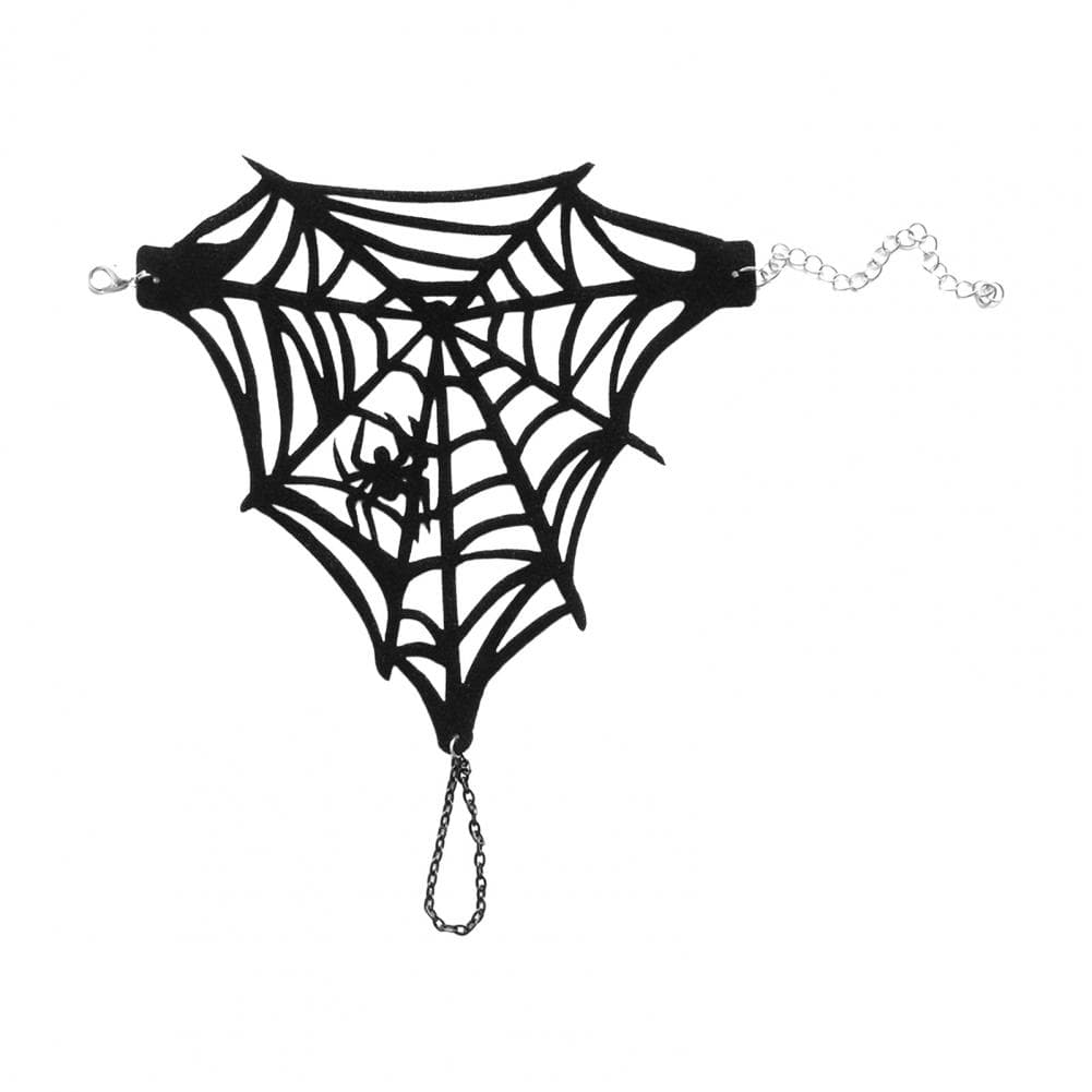 Spider Web Finger Chain Hollow Out Spider Decor Adjustable Gothic Hand Chain Halloween Party Carnival Easter Day Bracelet Ring black