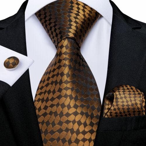 DiBanGu Mens Silk Necktie Set Striped Paisley Solid Tie Pocket Square Cufflinks N-7238