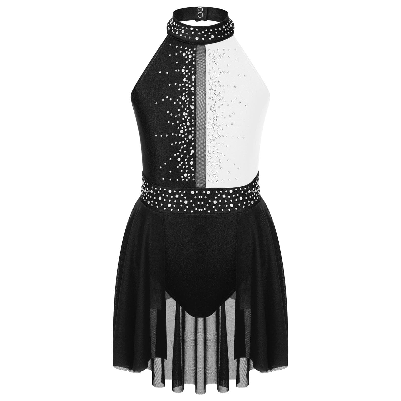 Kids Girls Ballet Leotard Tutu Dance Dress Sleeveless Rhinestone Lyrical Dance Dress Ballerina Gymnastics Leotard Stage Costume 15-16 Years