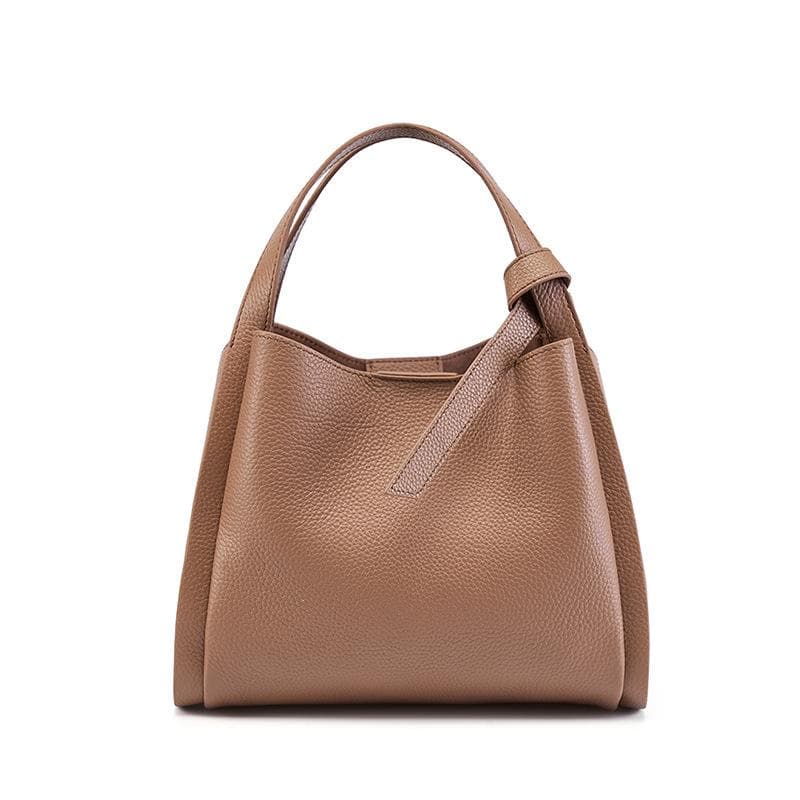 Leather Handbag Women's Basket Send Mom Atmospheric Crossbody Crossbody Bag Leather Bucket Bag khaki