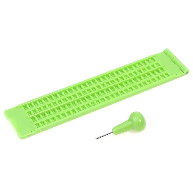 Plastic Braille Writing Slate School Portable Practical With Stylus Practice green