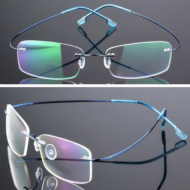 Titanium Alloy Super Elastic Rimless Glasses Men Women Unisex Frameless Eyewear Fashion Business Eyeglasses Protection Eye blue