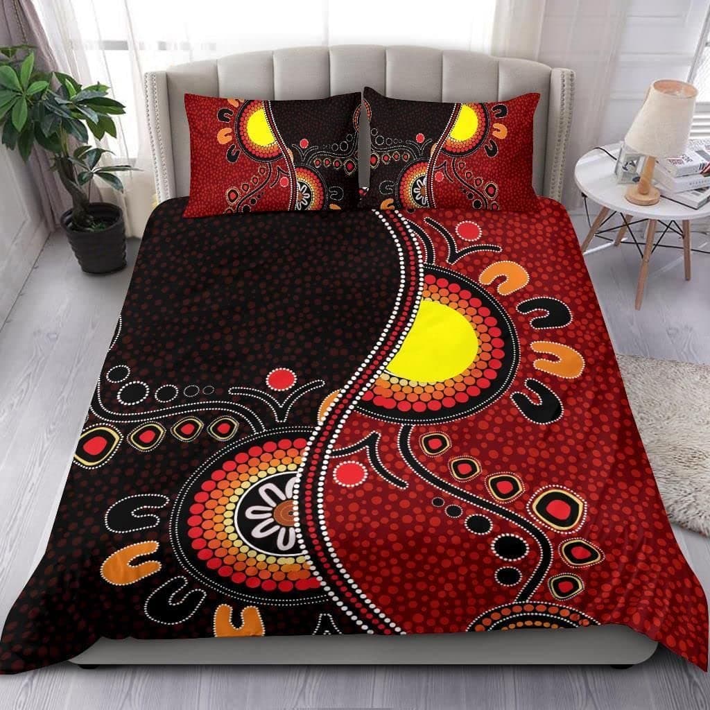 Purple Australian Original Bedding Set Geometric Pattern Duvet Cover Microfiber Indigenous Style Comforter Cover Twin King Size AU Double(180x210cm)