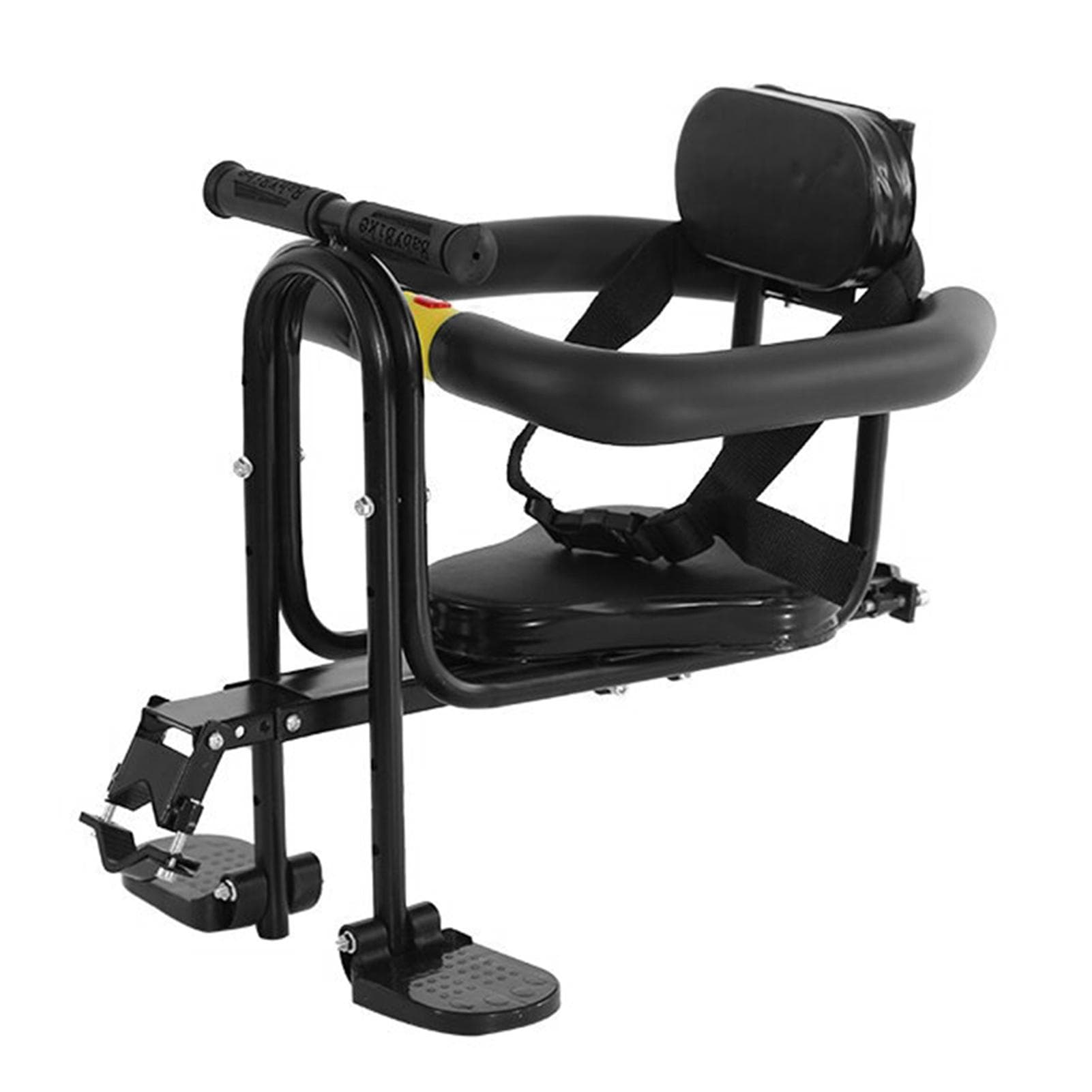 Front Bicycle Seat Child Safety Child Saddle with Pedals and Support for MTB Road Bike black