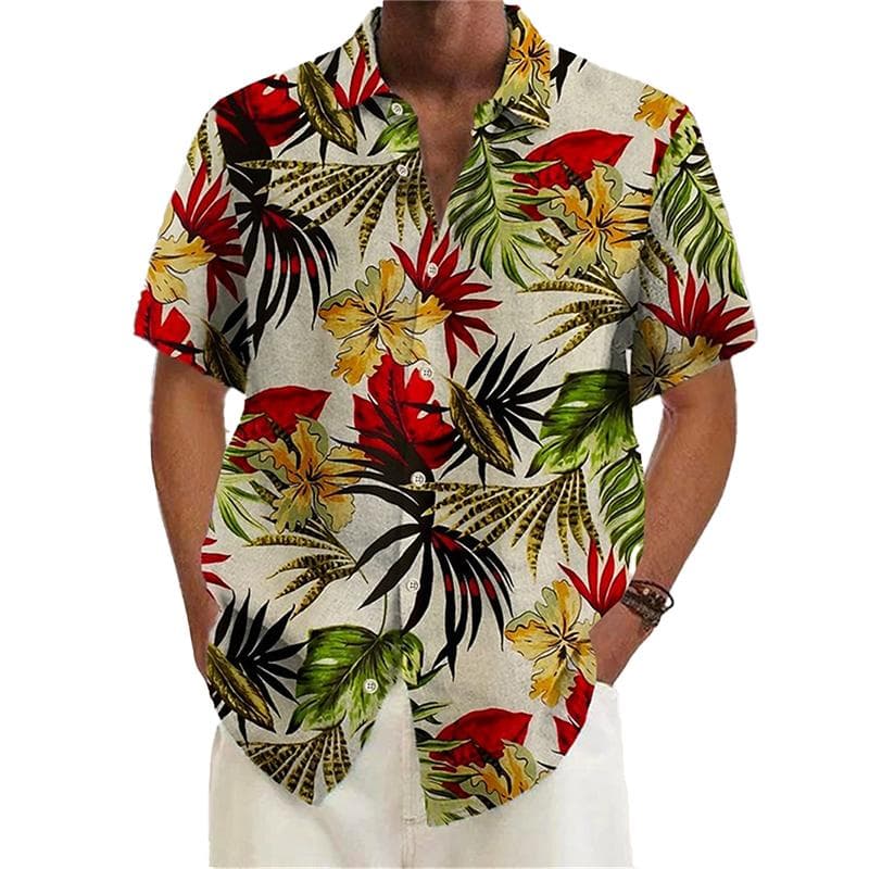 Men's 3D Concert Printed Shirt Button Up Shirt Casual Shirt Summer Shirt Short Sleeved Daily Vacation Clothing L gold
