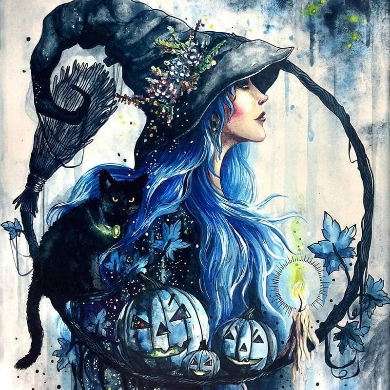 5D DIY Diamond Painting full round Halloween witch Cross Stitch Diamond Embroidery 30x30CM