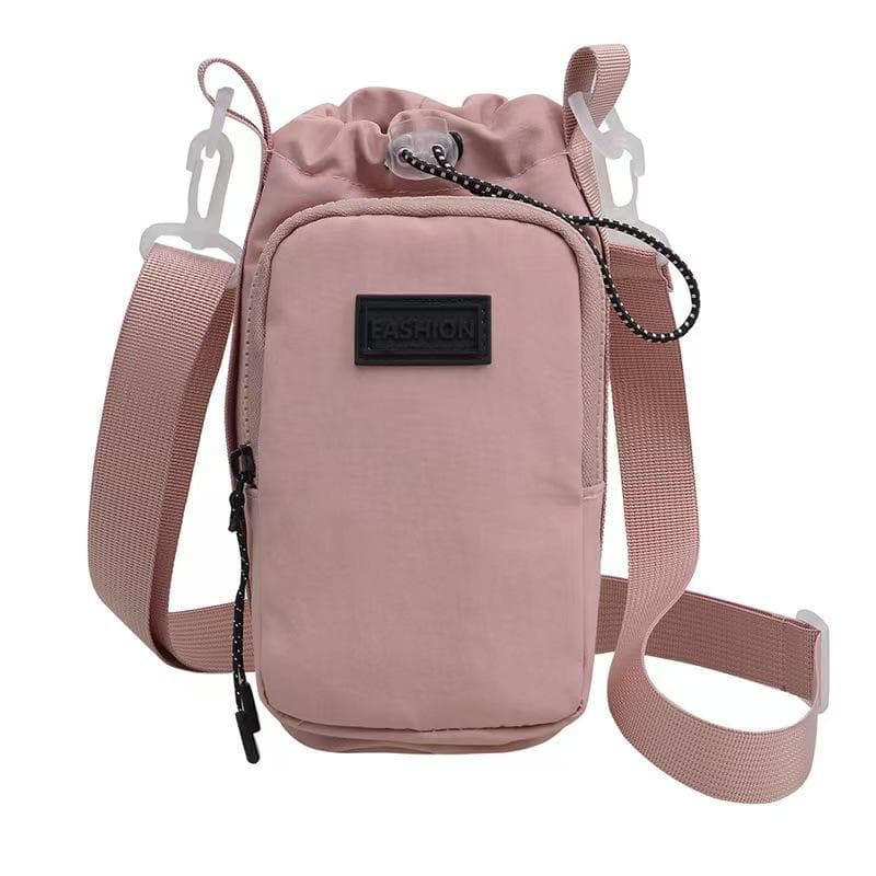 Portable Water Bottle Bag with Adjustable Shoulder Strap Mug Cup Sleeve Cup Insulated Protective Cover pink