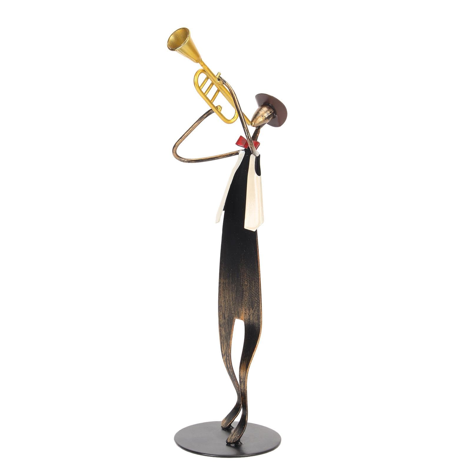 Trumpet Player Figurine Modern Abstract Handcrafted Metal Musician Sculpture for Living Room