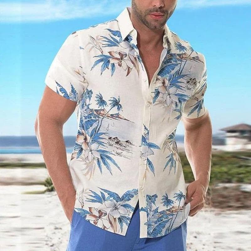 Summer men's comfortable shirt 3D printed casual vacation beach short sleeved fashionable casual top 3XL